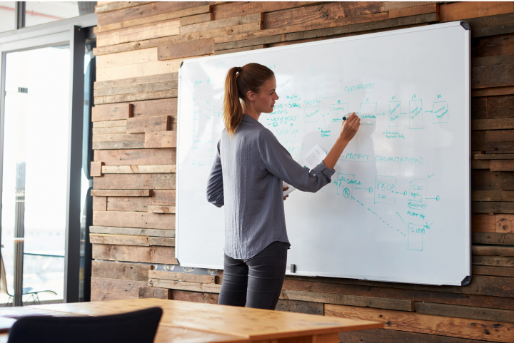 People in front of the blackboard